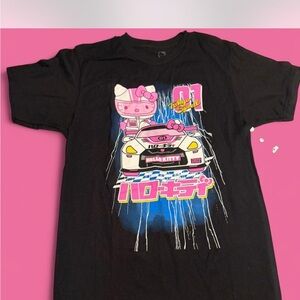Hello Kitty Black and Pink Racing Graphic Kids T-Shirt